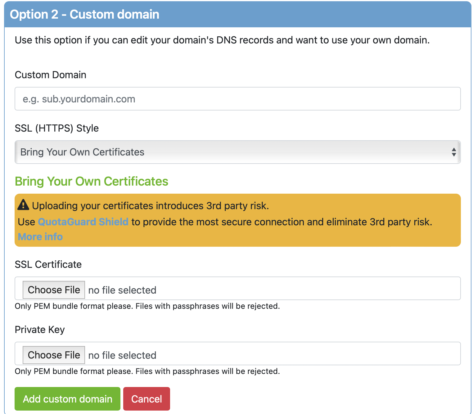 Custom Domain - QuotaGuard Static